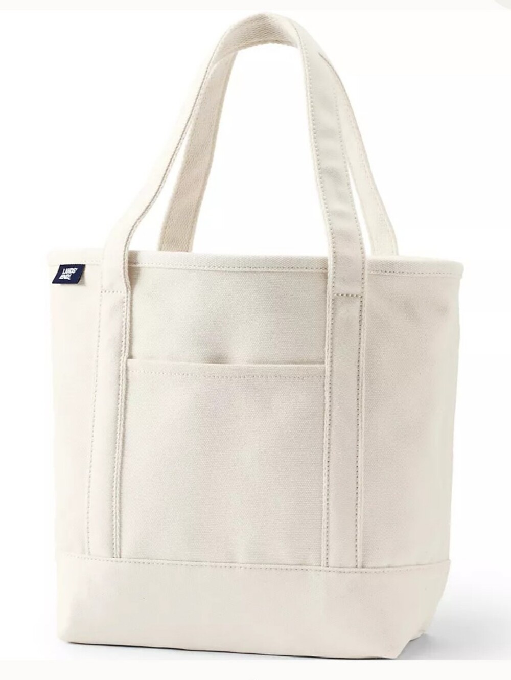 Lands' End Large 5 Pocket Open Top Canvas Tote Bag Natural Color